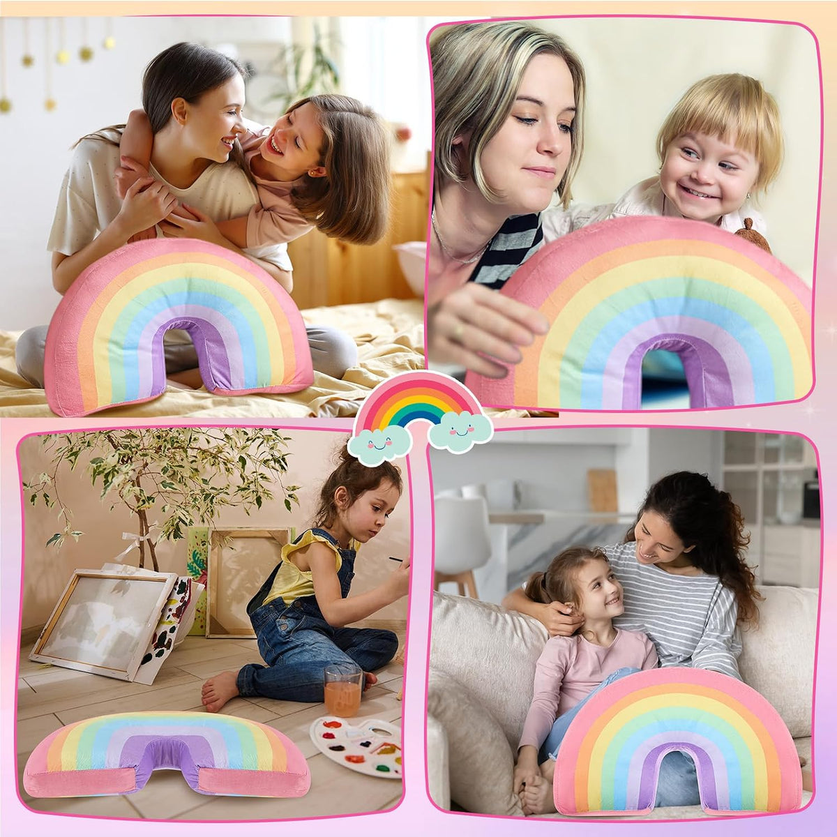 Chunful Rainbow Pillow Plush Arch Cushion,Macaron Colors,2 Pcs