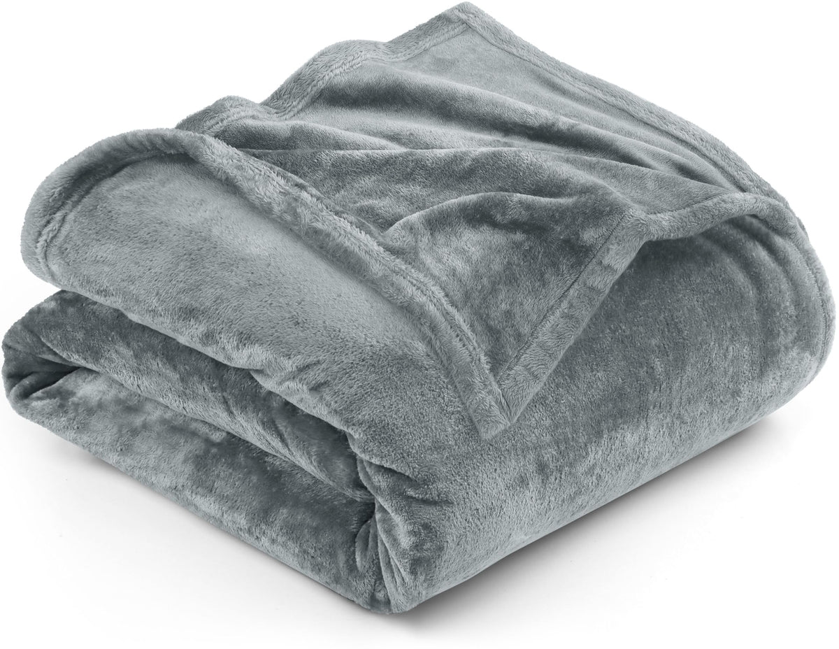 Utopia Bedding Ultra Soft Fleece Bed Blanket Full Size Grey (90x84 Inches)