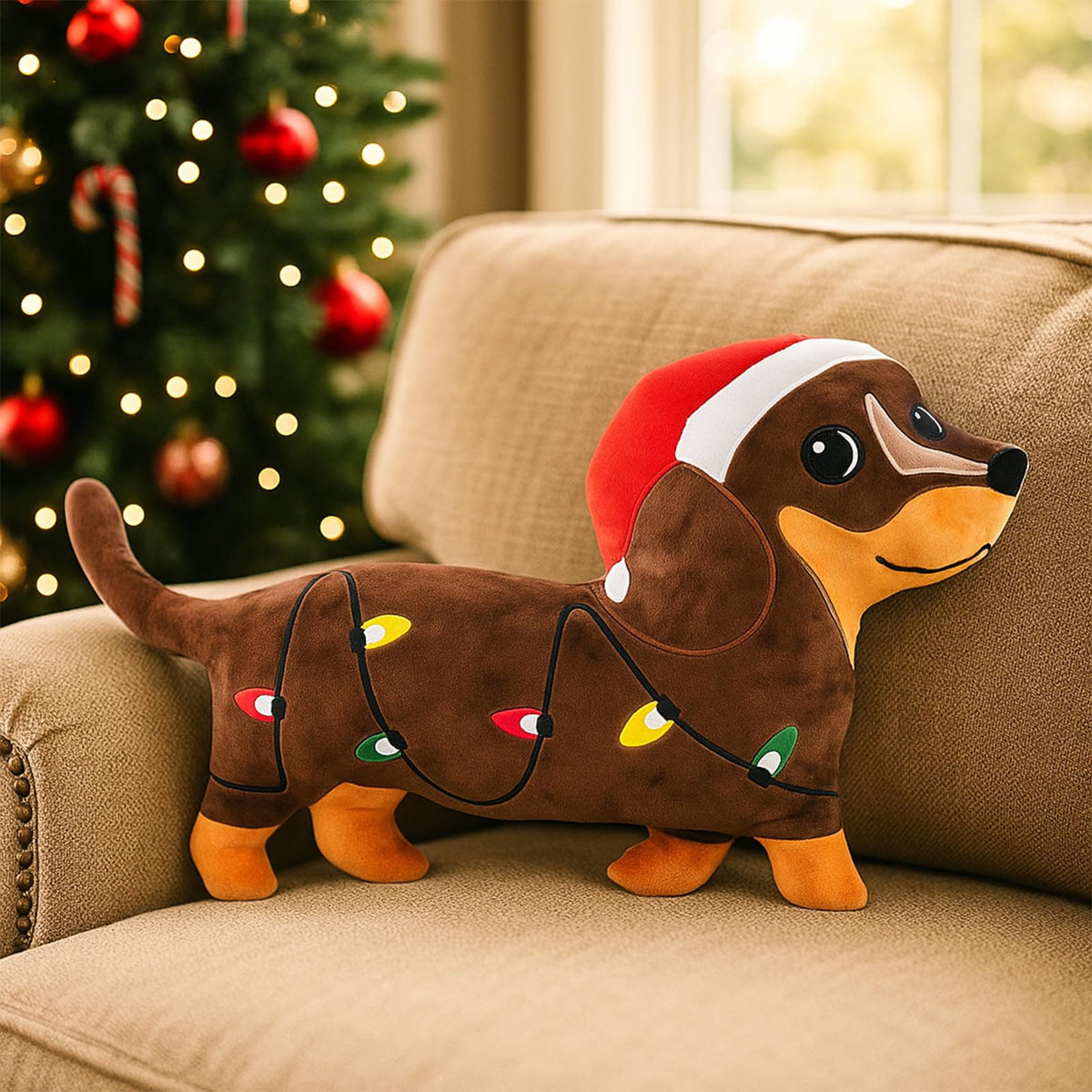 Tian Zhun Fall Pillow Dachshund Pillow 13.8 x 12.21 Inch Dachshund Fall Decor Weiner Dog Gifts Autumn Thanksgiving Holiday Decoration for Sofa