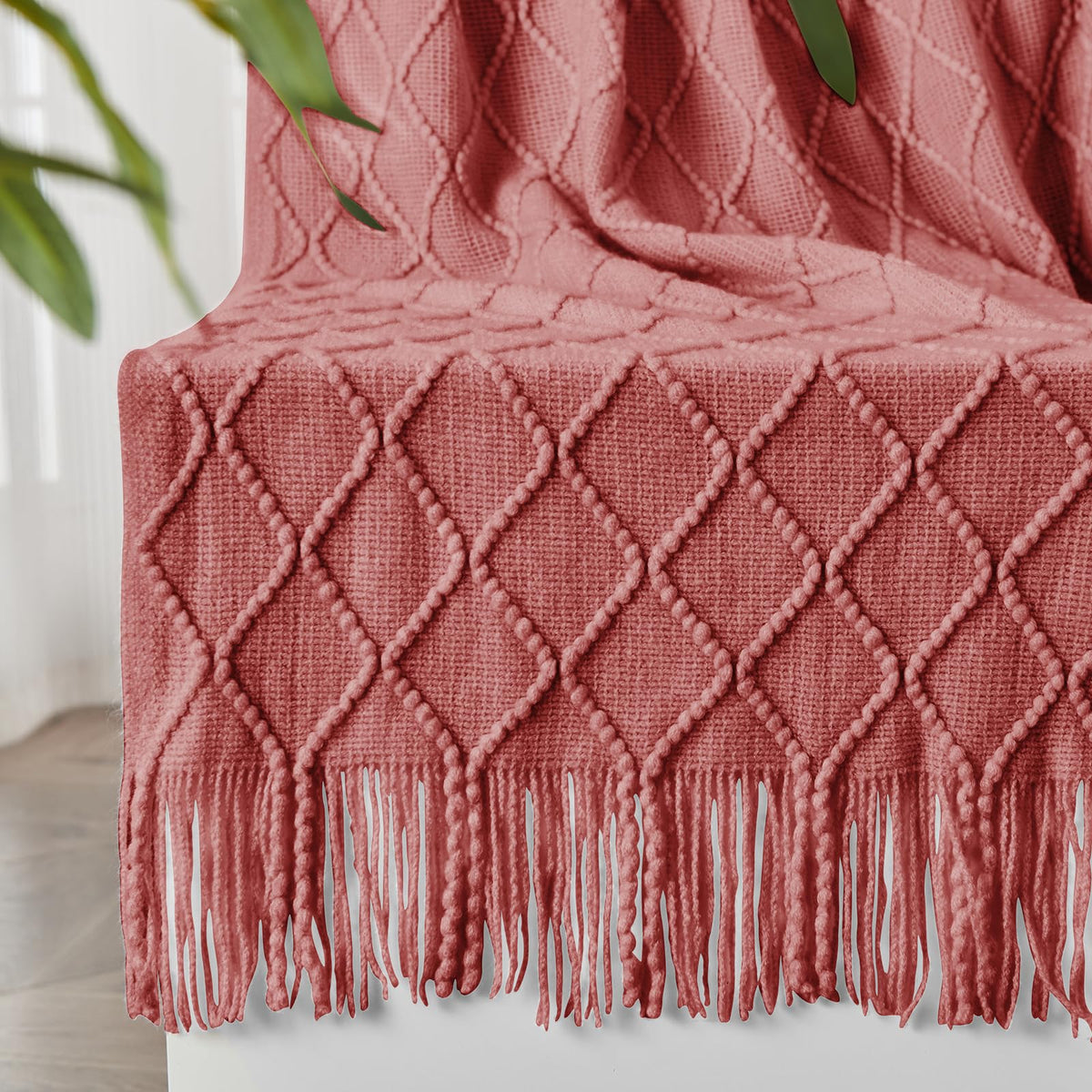 inhand Off White Knitted Throw Blanket for Couch and Bed, 50"x60"