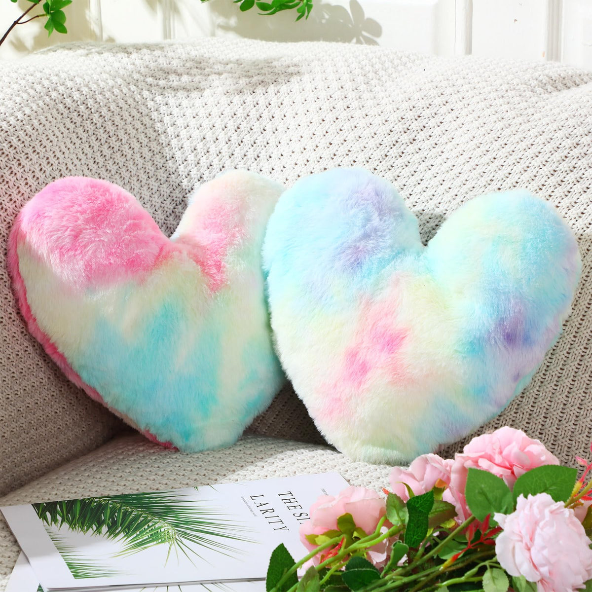 Marsui 2 Pcs Heart Pillows, Royal Purple, 11.81 x 11.02 Inch