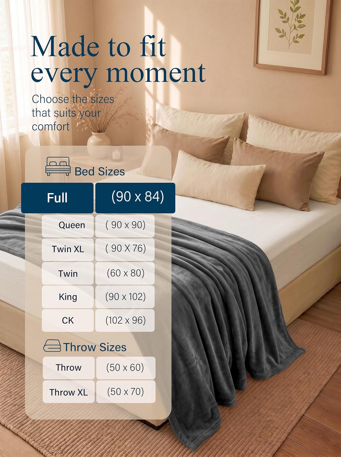 Utopia Bedding Ultra Soft Fleece Bed Blanket Full Size Grey (90x84 Inches)