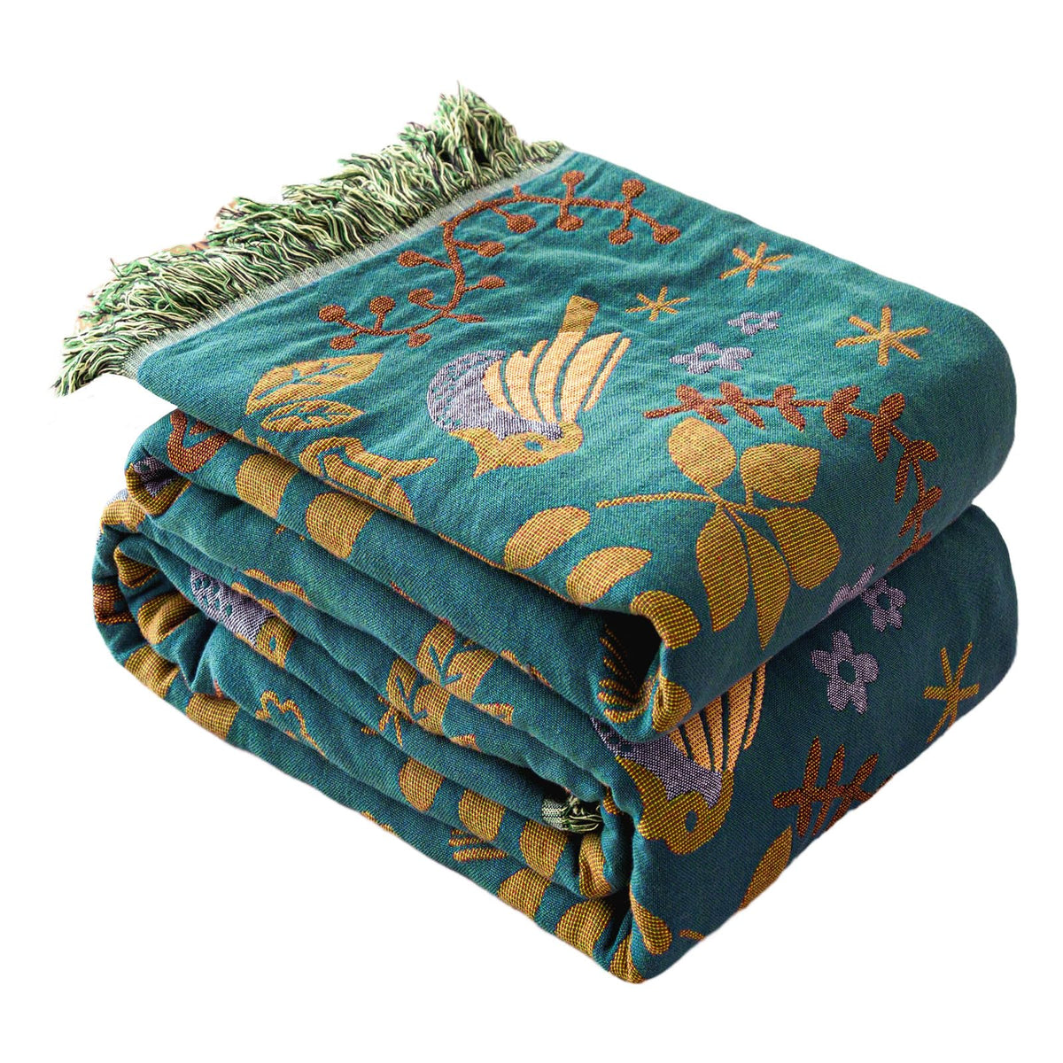 MSGKV Boho Throw Blanket 50"x60" Cotton Throw for Couch Sofa, Floral Quilt
