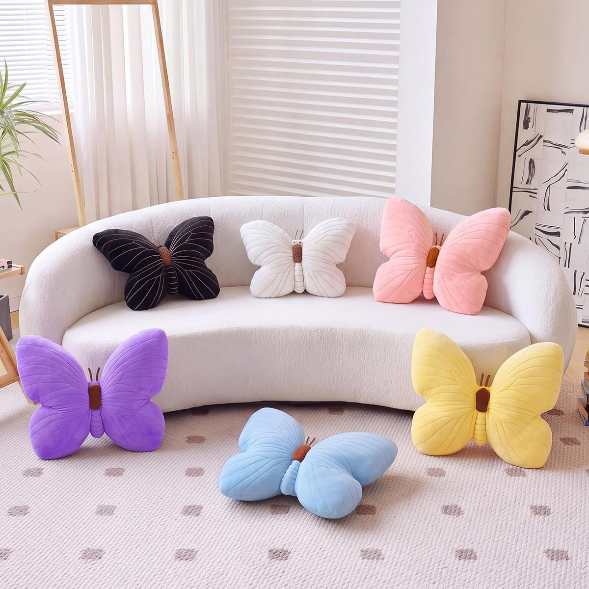 PEACH CAT Butterfly Pillow Decorative Butterfly Shaped Throw Pillows 15.7" x 15.7" Cute Plush Cushion Decor for Bedroom Living Room Sofa Couch Pink