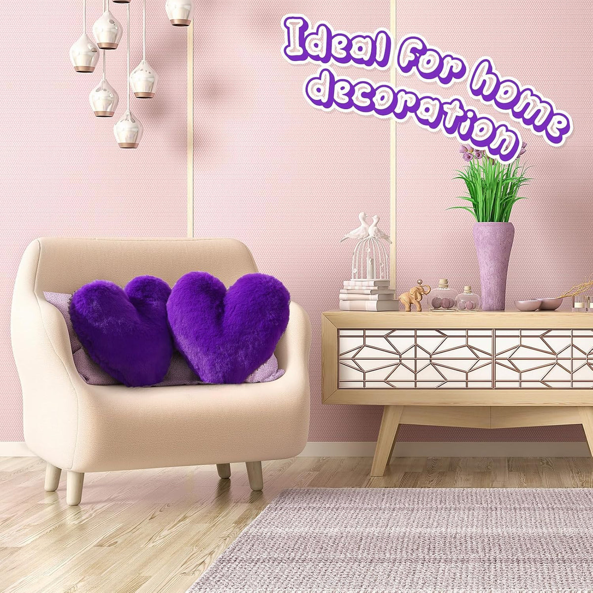 Marsui 2 Pcs Heart Pillows, Royal Purple, 11.81 x 11.02 Inch