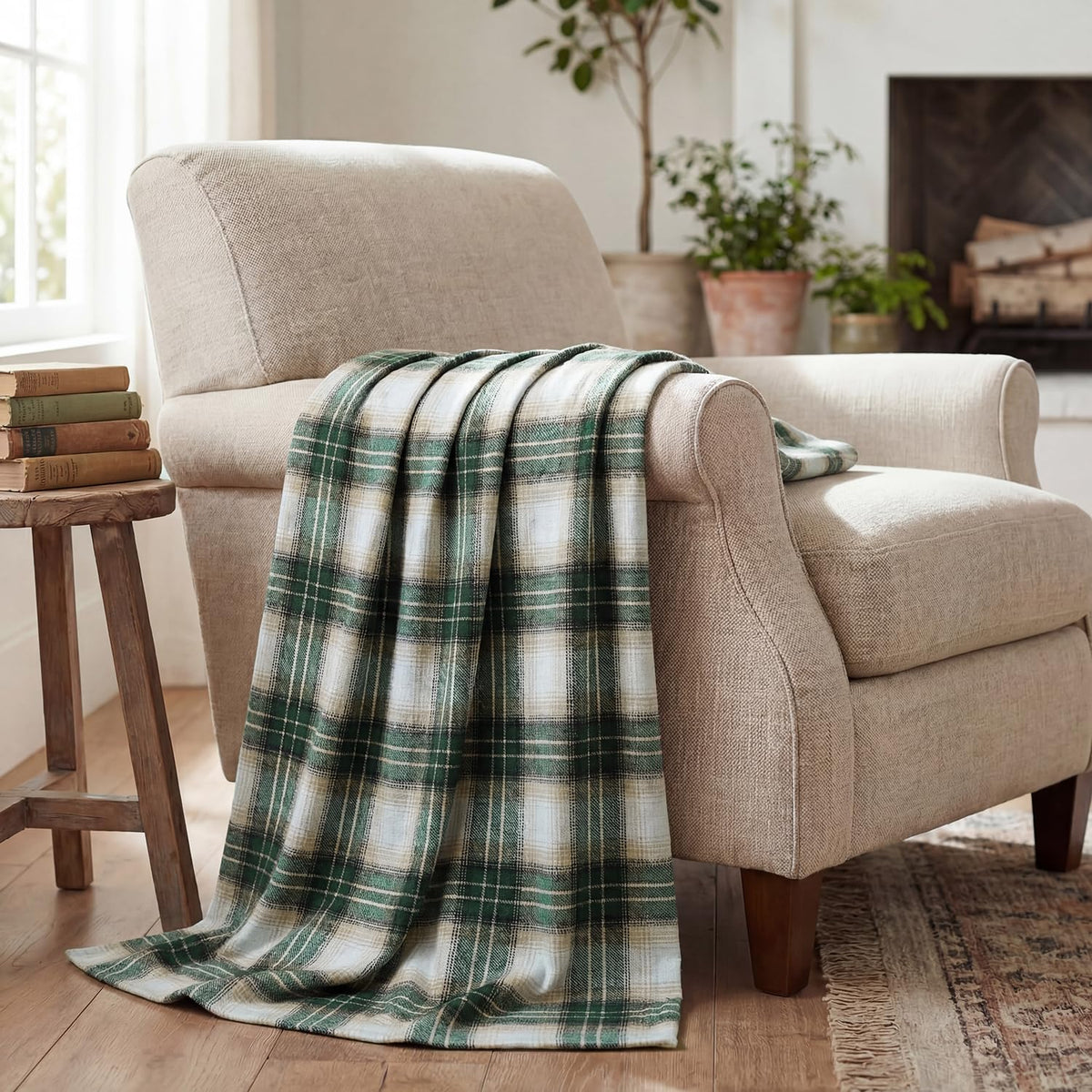 Horaldaily Rust Plaid Fall Decorative Throw Blanket 50x60