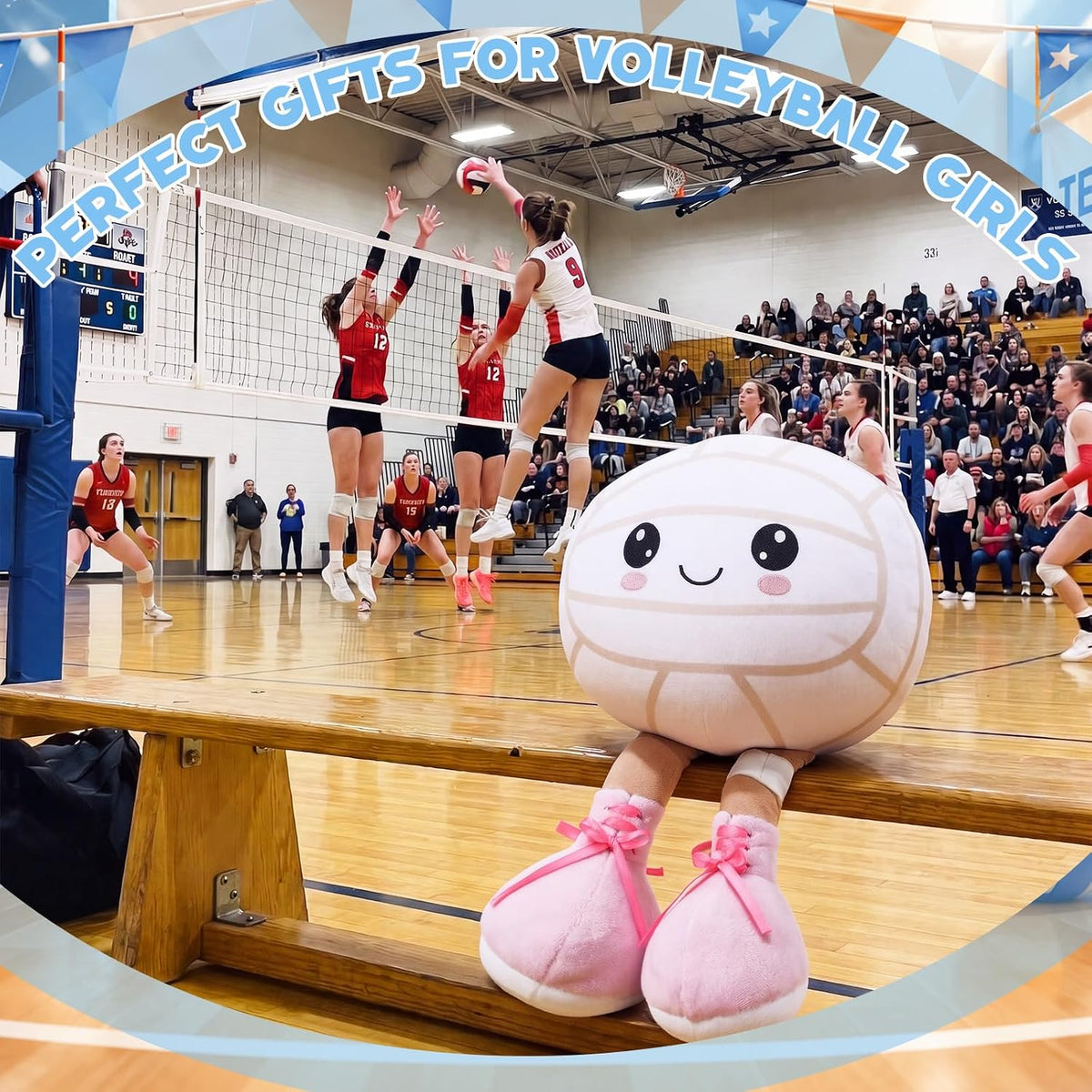 Qunclay Cute Volleyball Plush Pillow Volleyball Gift for Girls