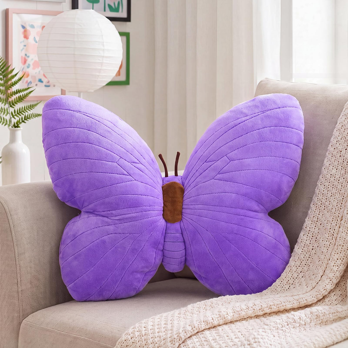 PEACH CAT Butterfly Pillow Decorative Butterfly Shaped Throw Pillows 15.7" x 15.7" Cute Plush Cushion Decor for Bedroom Living Room Sofa Couch Pink