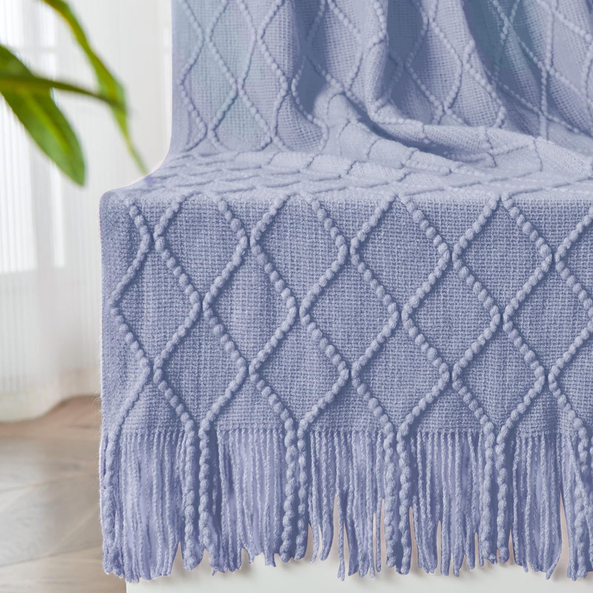 inhand Off White Knitted Throw Blanket for Couch and Bed, 50"x60"