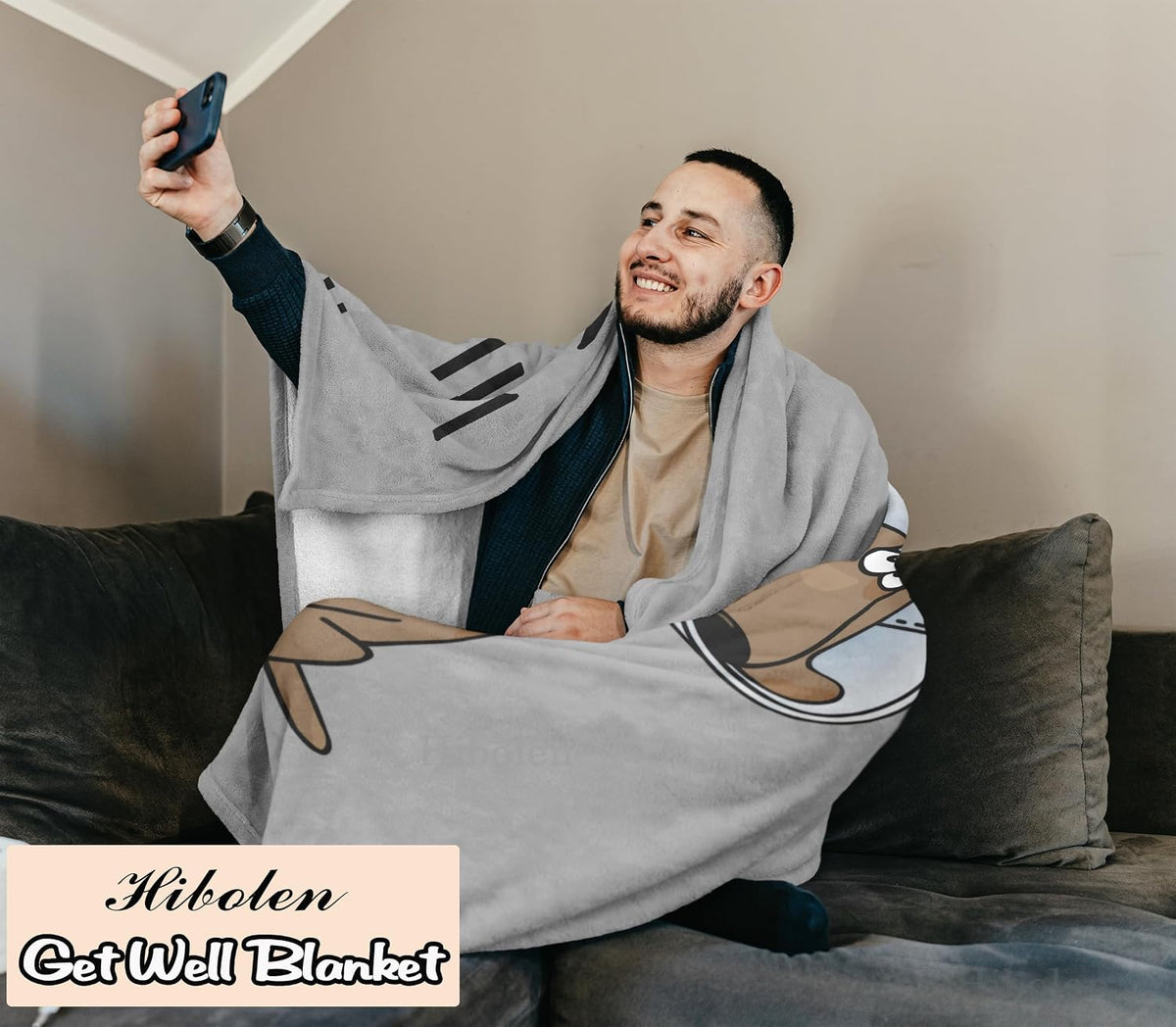 Get Well Gifts for Women/Men After Surgery Gray Blanket 50"x60"