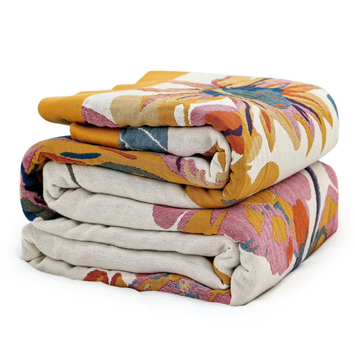 MSGKV Boho Throw Blanket 50"x60" Cotton Throw for Couch Sofa, Floral Quilt