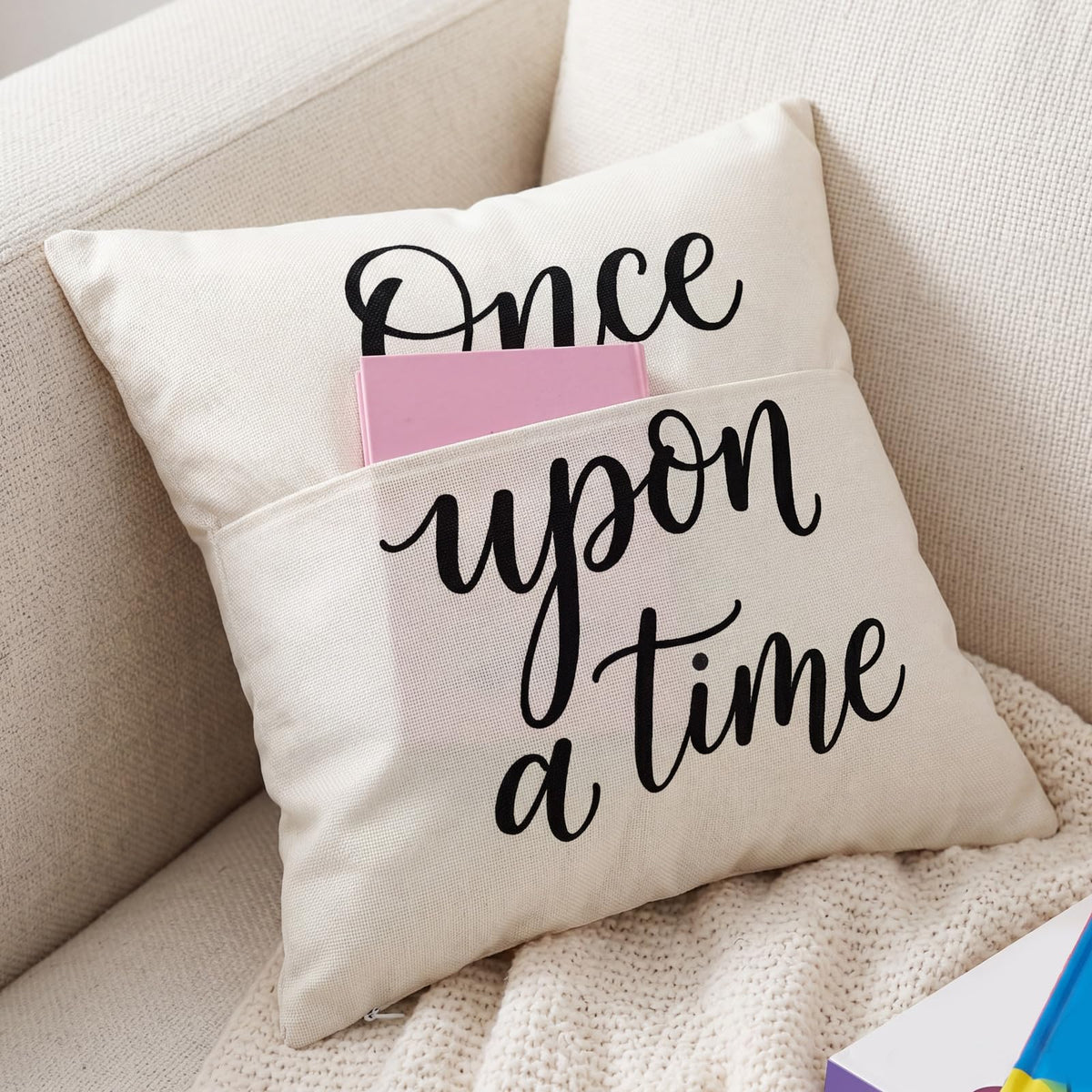 18 x 18 Inch This is My Reading Pillow with Flower