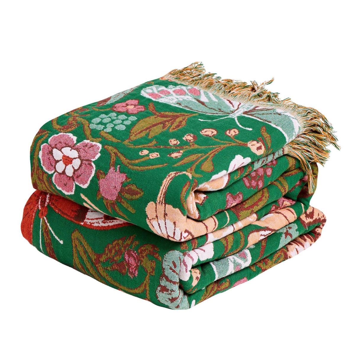 MSGKV Boho Throw Blanket 50"x60" Cotton Throw for Couch Sofa, Floral Quilt