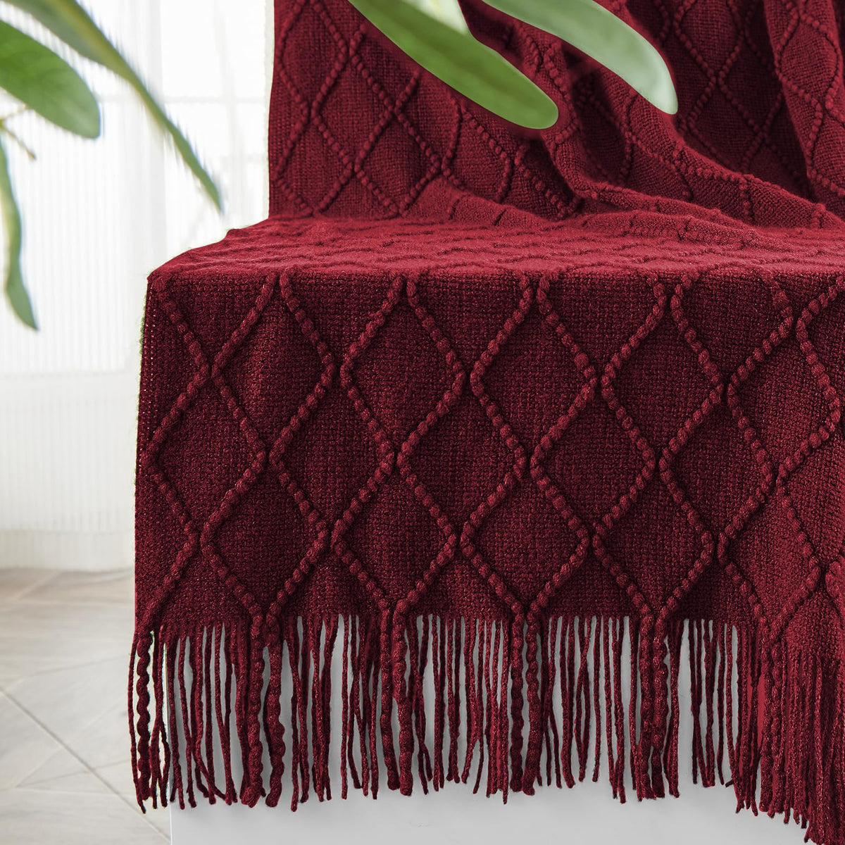 inhand Off White Knitted Throw Blanket for Couch and Bed, 50"x60"
