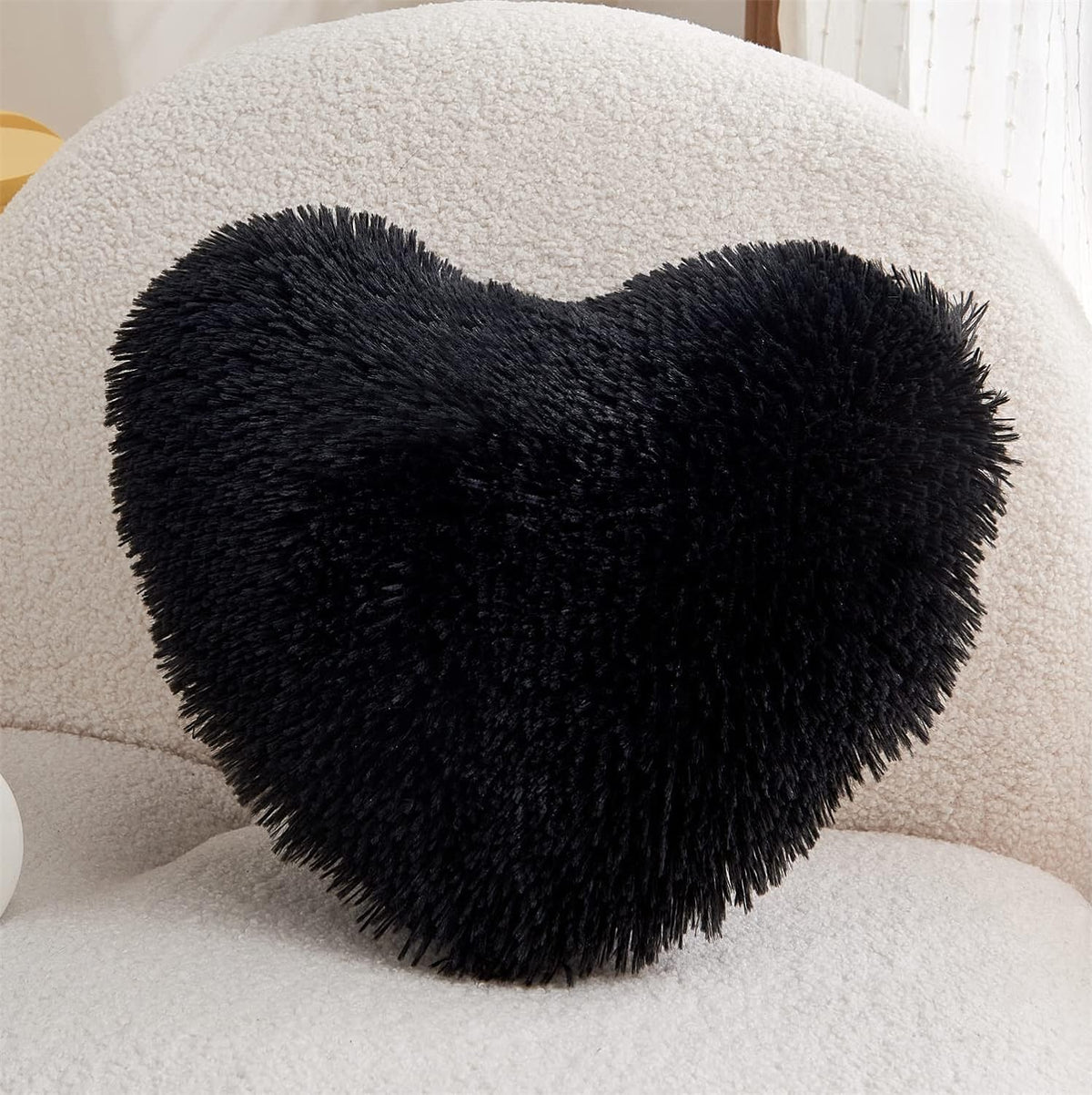 MOOWOO Fluffy Heart Pillow, Faux Fur Throw Pillow,Sherpa Plush Fluffy, Cute Soft Throw Cushion, Christmas Day,Valentines Day Decor for Home Bed Couch (Purple)