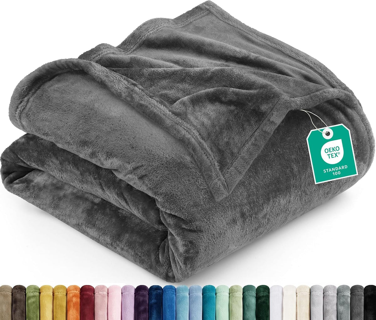 Utopia Bedding Ultra Soft Fleece Bed Blanket Full Size Grey (90x84 Inches)