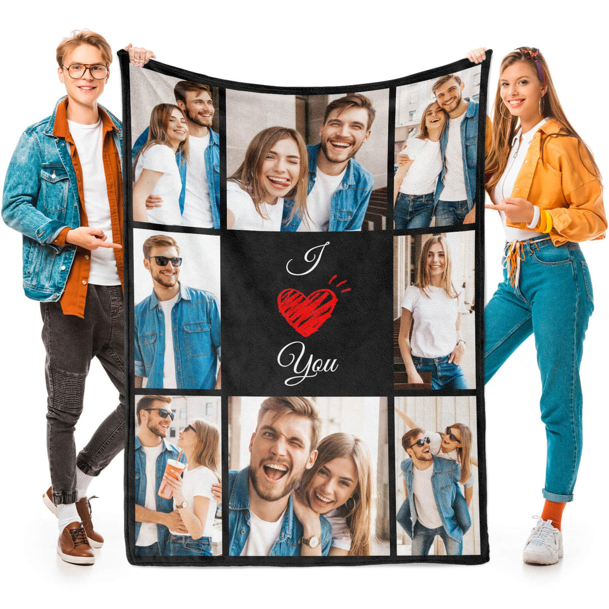 Printwoo Custom Blanket with Picture Customized Thow Blankets Personalized Blanket Customizable Blanket Photo Blankets Customize Gifts for Girlfriend Boyfriend Wife Husband Mom Couple