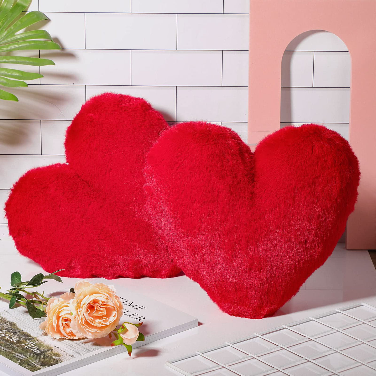 Marsui 2 Pcs Heart Pillows, Royal Purple, 11.81 x 11.02 Inch
