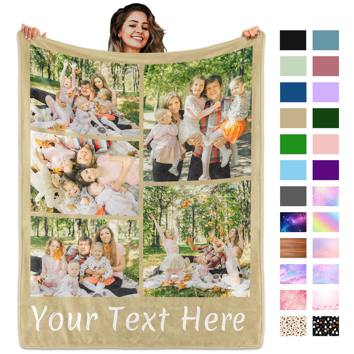 Custom Blanket with Picture Text, Personalized 1 Photo Blanket, HD Printing Customized Flannel Throw Blanket Gifts for Mom Dad Couple Girlfriend Boyfriend Wife Husband