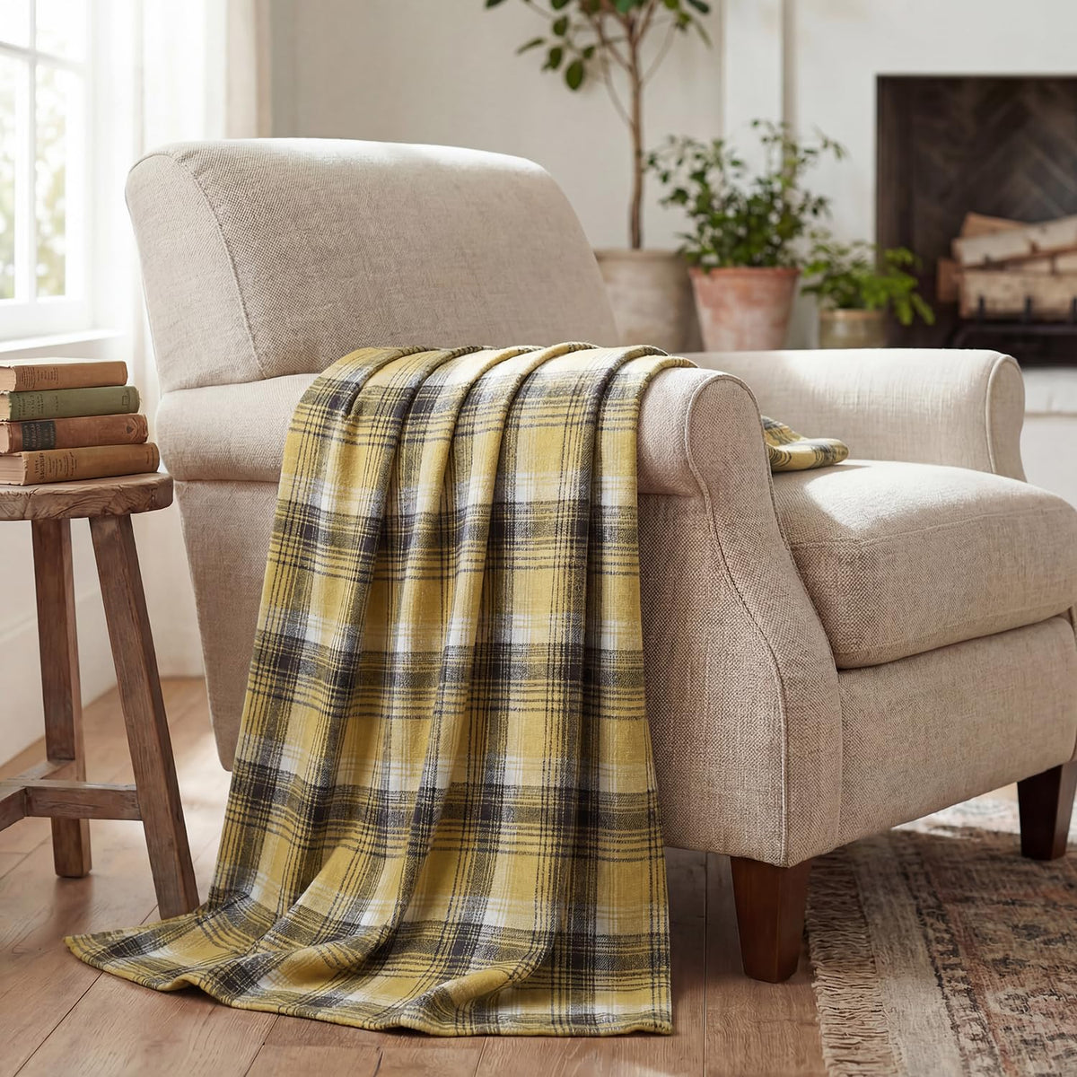 Horaldaily Rust Plaid Fall Decorative Throw Blanket 50x60