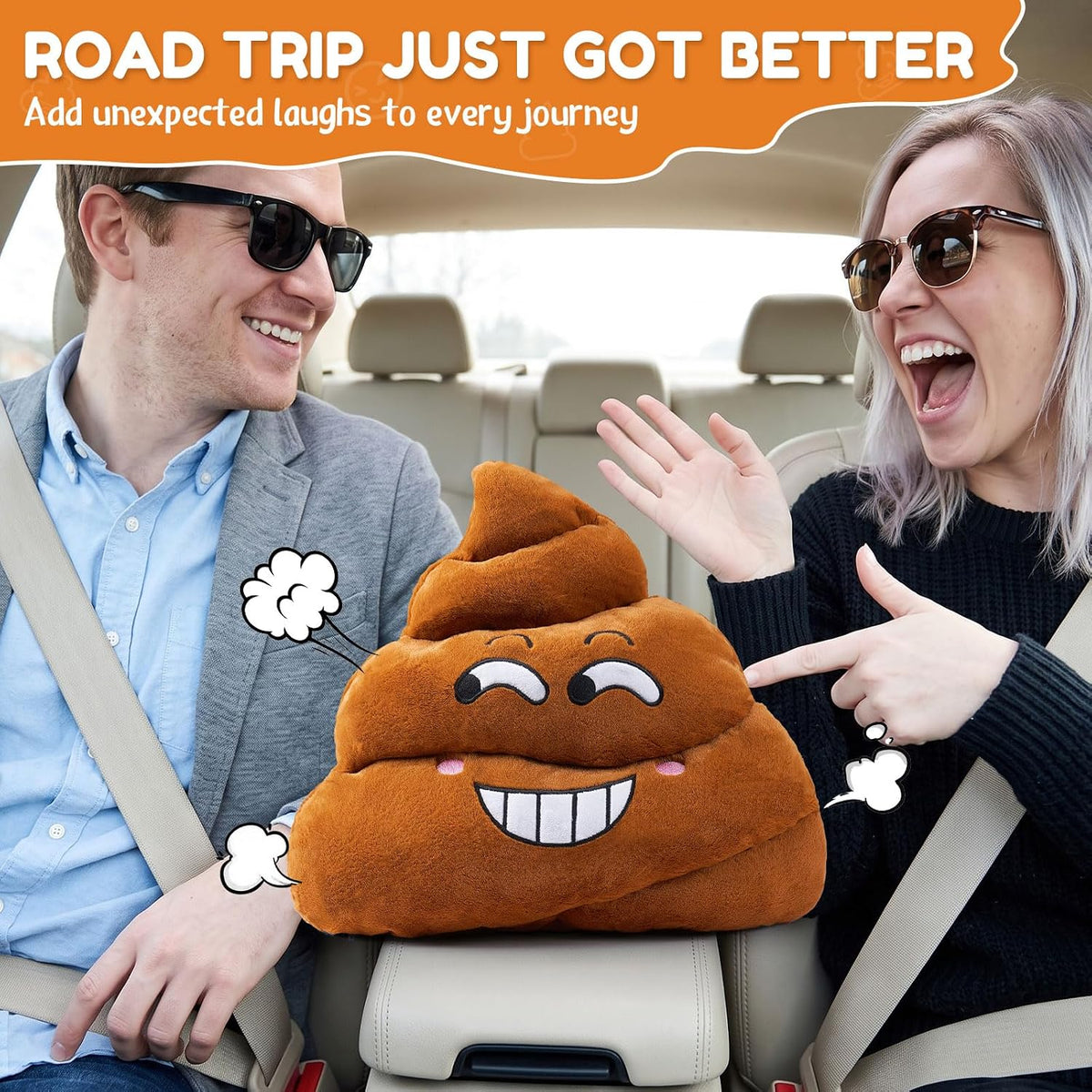 Farting Poop Plush Pillow with Sound – 20 Hilarious Fart Sounds, Soft & Durable Gag Gift for Friends, Coworkers & Prank Lovers, Fun Home Office Party Decoration