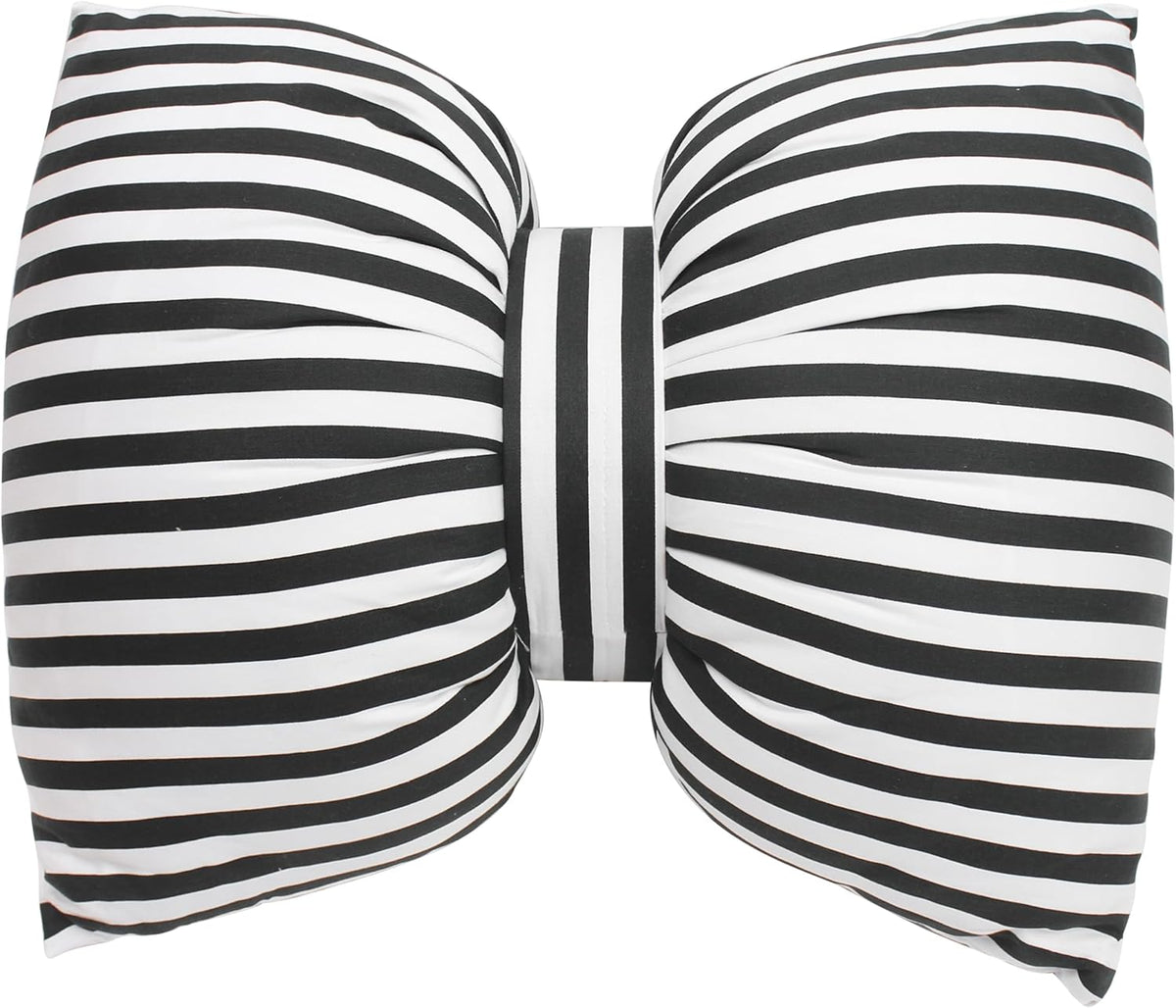 Bow Shaped Pillow, Decorative Sofa Throw Pillows, 17.7" x 13.8", Striped Black and White Reversible Pillow Cushions for Couch Bed Sofa Office Car Decor Neck Waist, Hand Made Cotton, Detachable to Wash