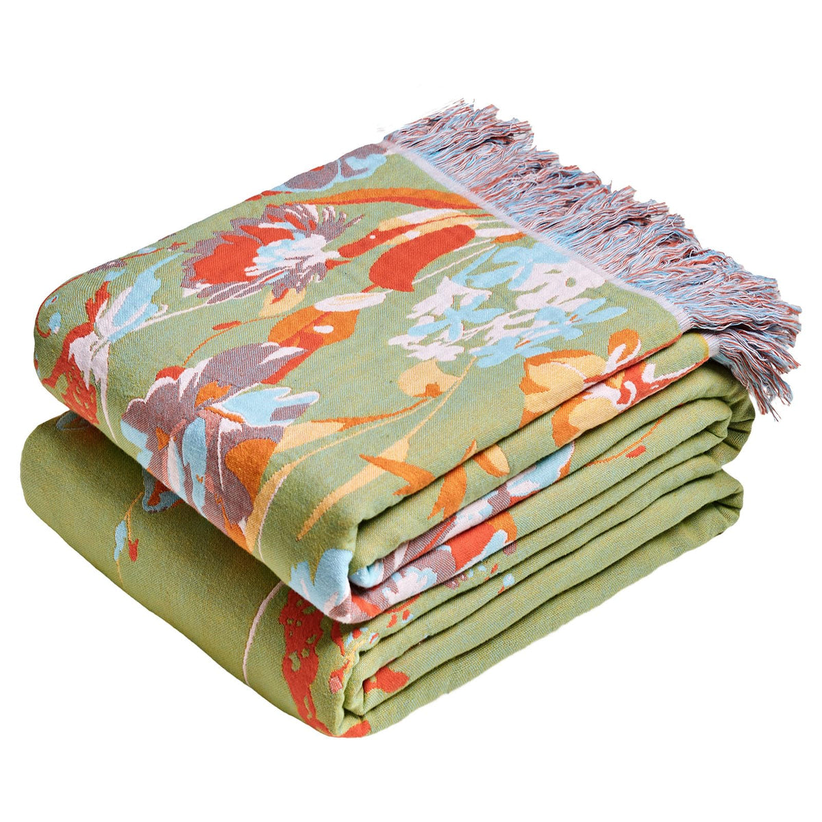 MSGKV Boho Throw Blanket 50"x60" Cotton Throw for Couch Sofa, Floral Quilt