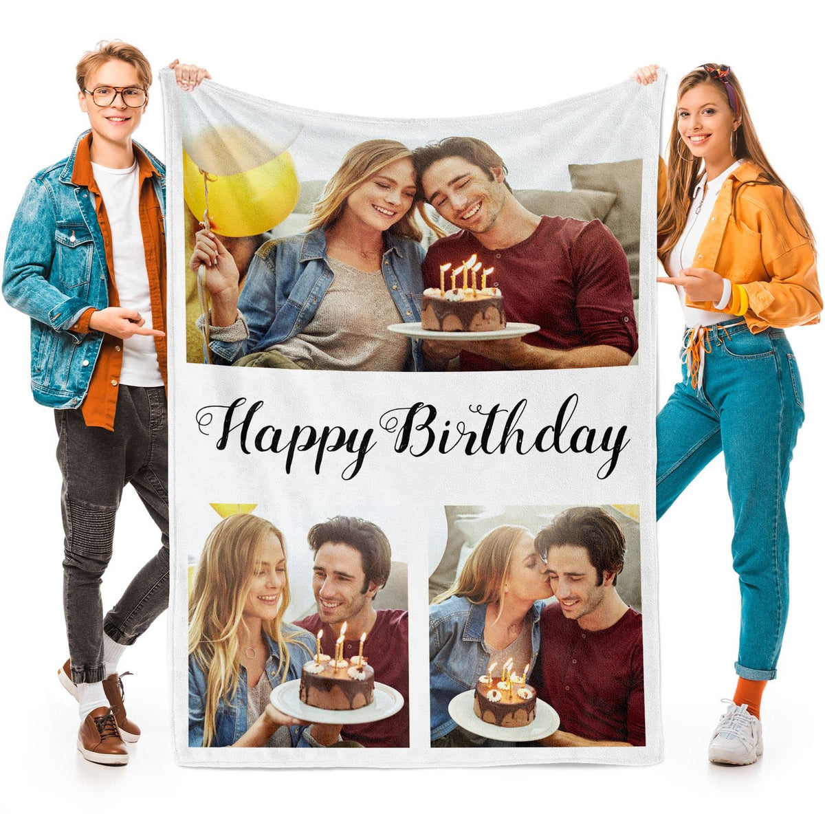 Printwoo Custom Blanket with Picture Customized Thow Blankets Personalized Blanket Customizable Blanket Photo Blankets Customize Gifts for Girlfriend Boyfriend Wife Husband Mom Couple