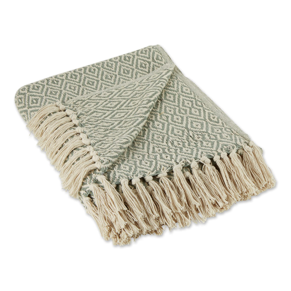 DII Rustic Farmhouse Double Diamond Woven Throw, 50x60, Stone