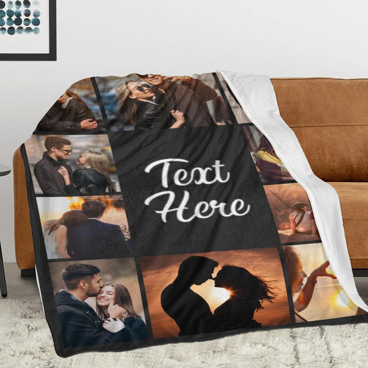 Printwoo Custom Blanket with Picture Customized Thow Blankets Personalized Blanket Customizable Blanket Photo Blankets Customize Gifts for Girlfriend Boyfriend Wife Husband Mom Couple