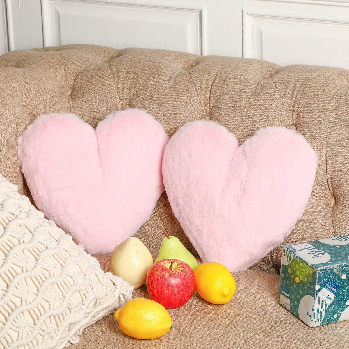 Marsui 2 Pcs Heart Pillows, Royal Purple, 11.81 x 11.02 Inch