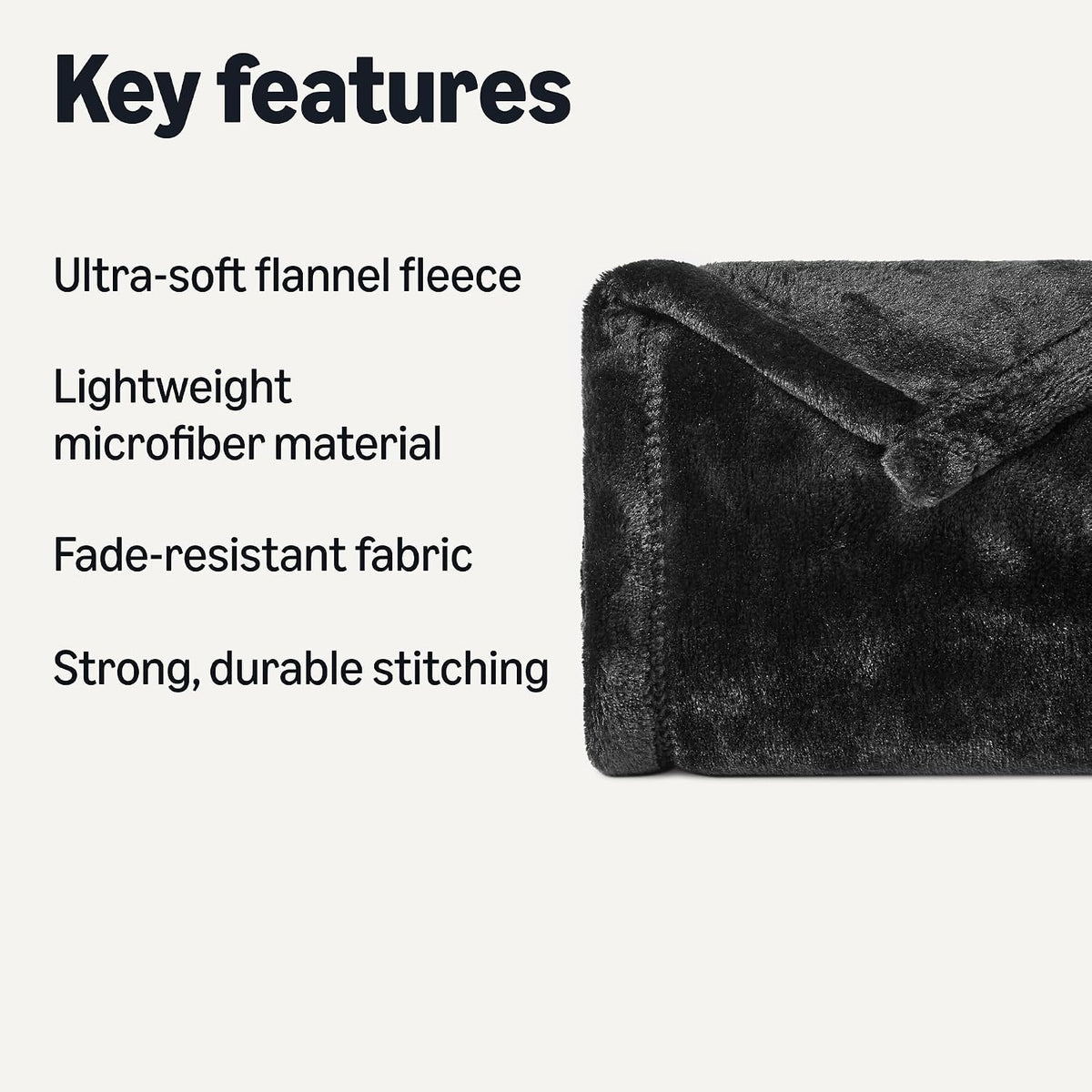 Amazon Basics Soft Fleece Throw Blanket,Cozy, Feels Comfortable on Skin, Fade-Resistant, Warm for Couch & Sofa, 50 x 60 Inches, Black