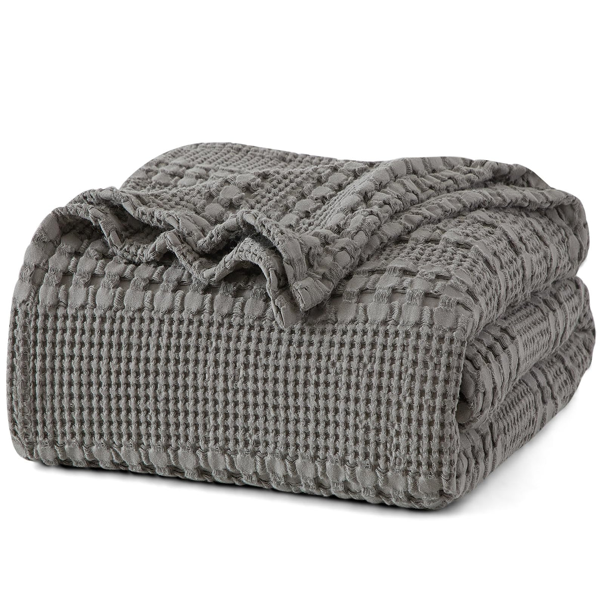 PHF Lightweight 100% Cotton Waffle Throw Blanket for Couch, Light Taupe
