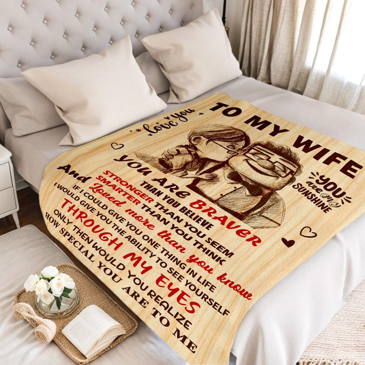 Anniversary Romantic Gifts for Women, To My Wife Blanket from Husband