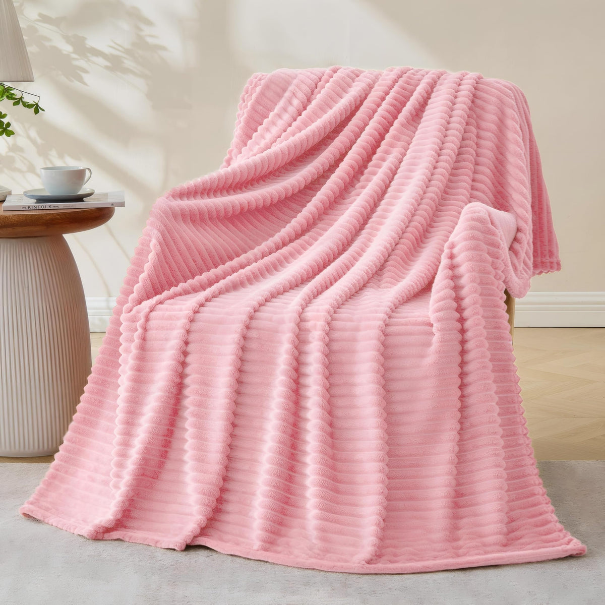 Bnuitland Burnt Orange Throw Blanket for Couch Bed, Soft Fleece Home Decor