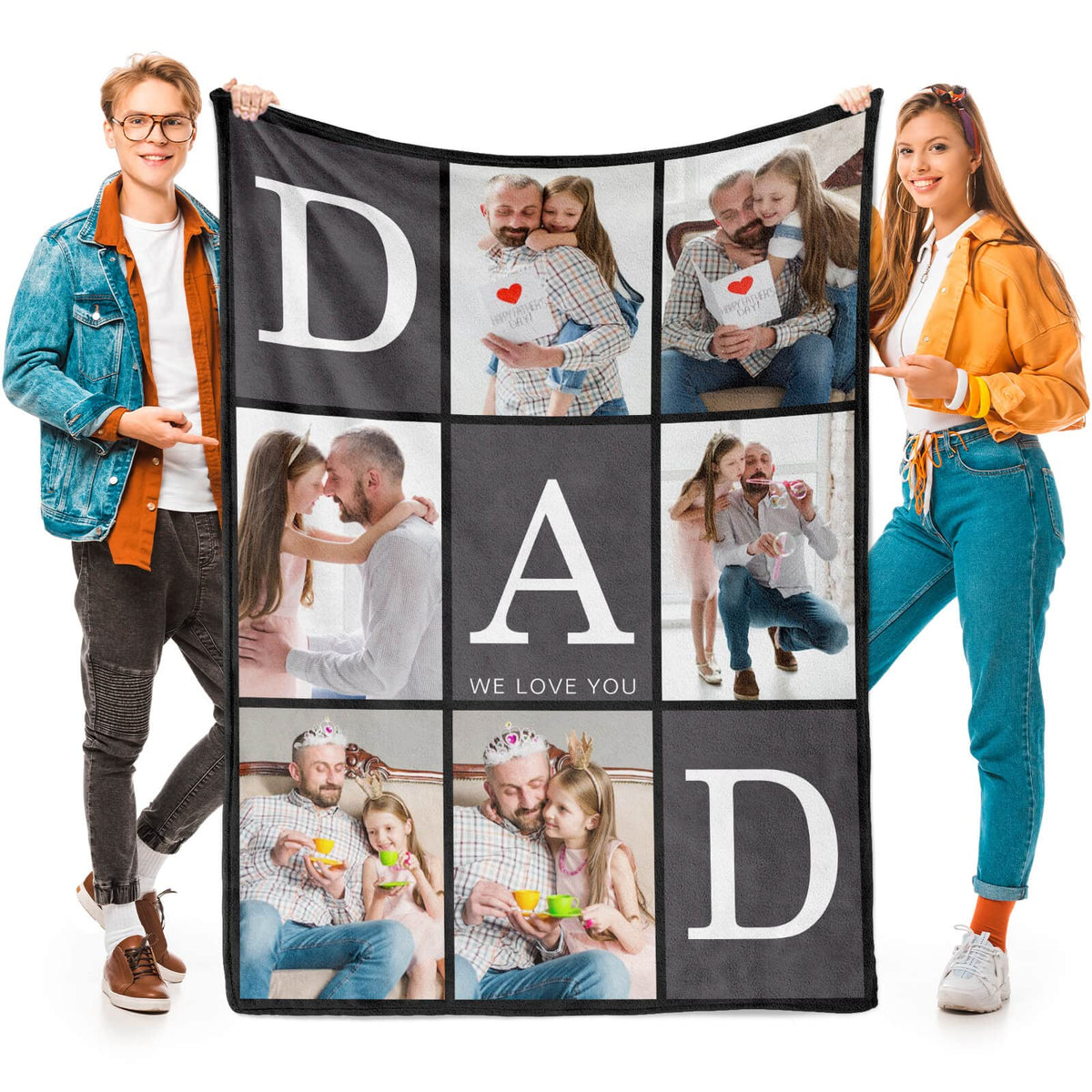 Printwoo Custom Blanket with Picture Customized Thow Blankets Personalized Blanket Customizable Blanket Photo Blankets Customize Gifts for Girlfriend Boyfriend Wife Husband Mom Couple