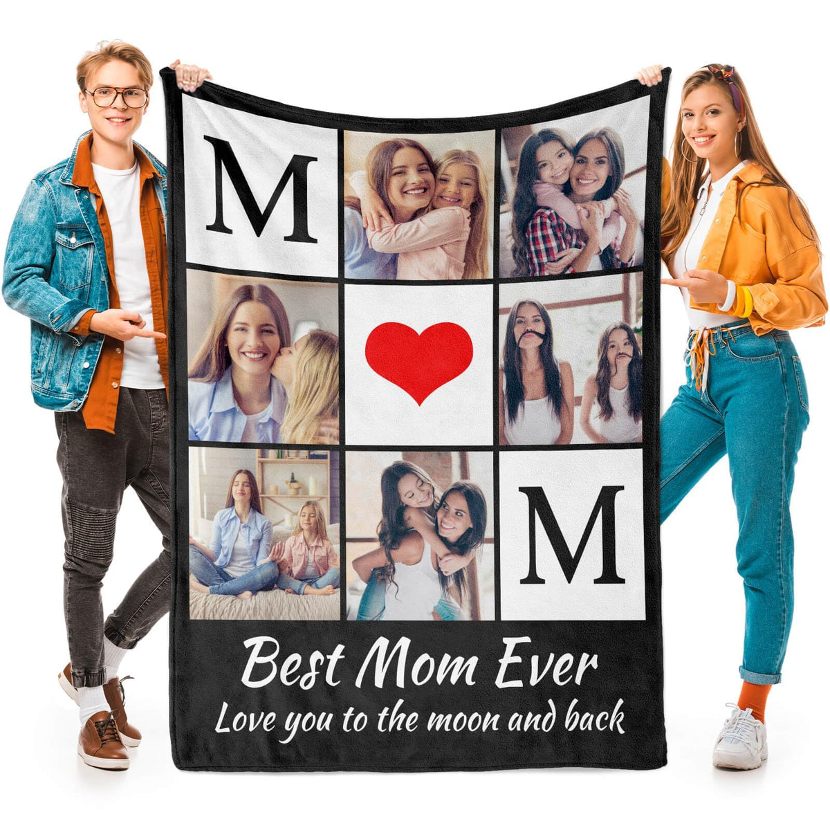 Printwoo Custom Blanket with Picture Customized Thow Blankets Personalized Blanket Customizable Blanket Photo Blankets Customize Gifts for Girlfriend Boyfriend Wife Husband Mom Couple