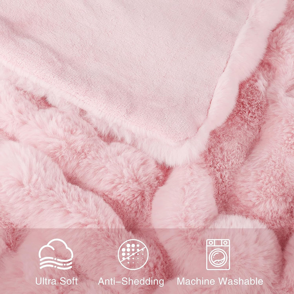 Comelady Soft Fluffy Faux Fur Throw Blanket 50"x60", Bubble Plush Texture