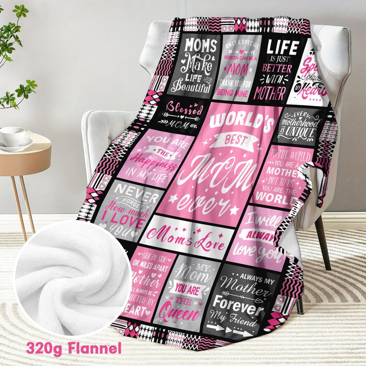 Mom Birthday Gifts from Daughter, Best Mom Ever Blanket 50"x60"