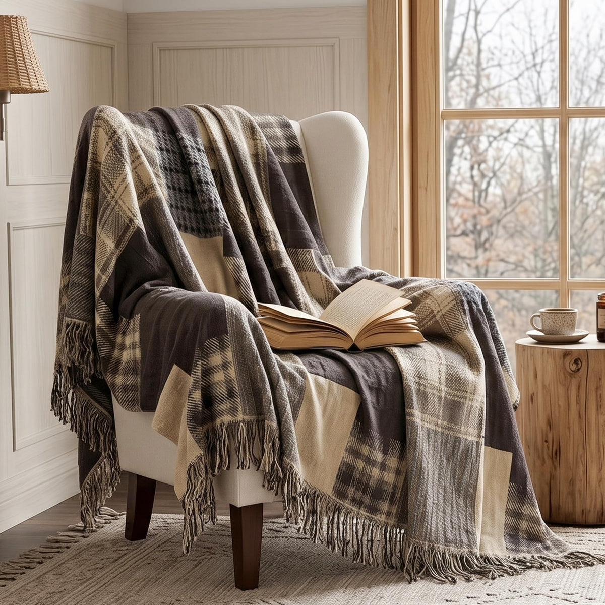 Bailix Boho Throw Blanket, 100% Cotton, Woven Floral Pattern, 60"x80"
