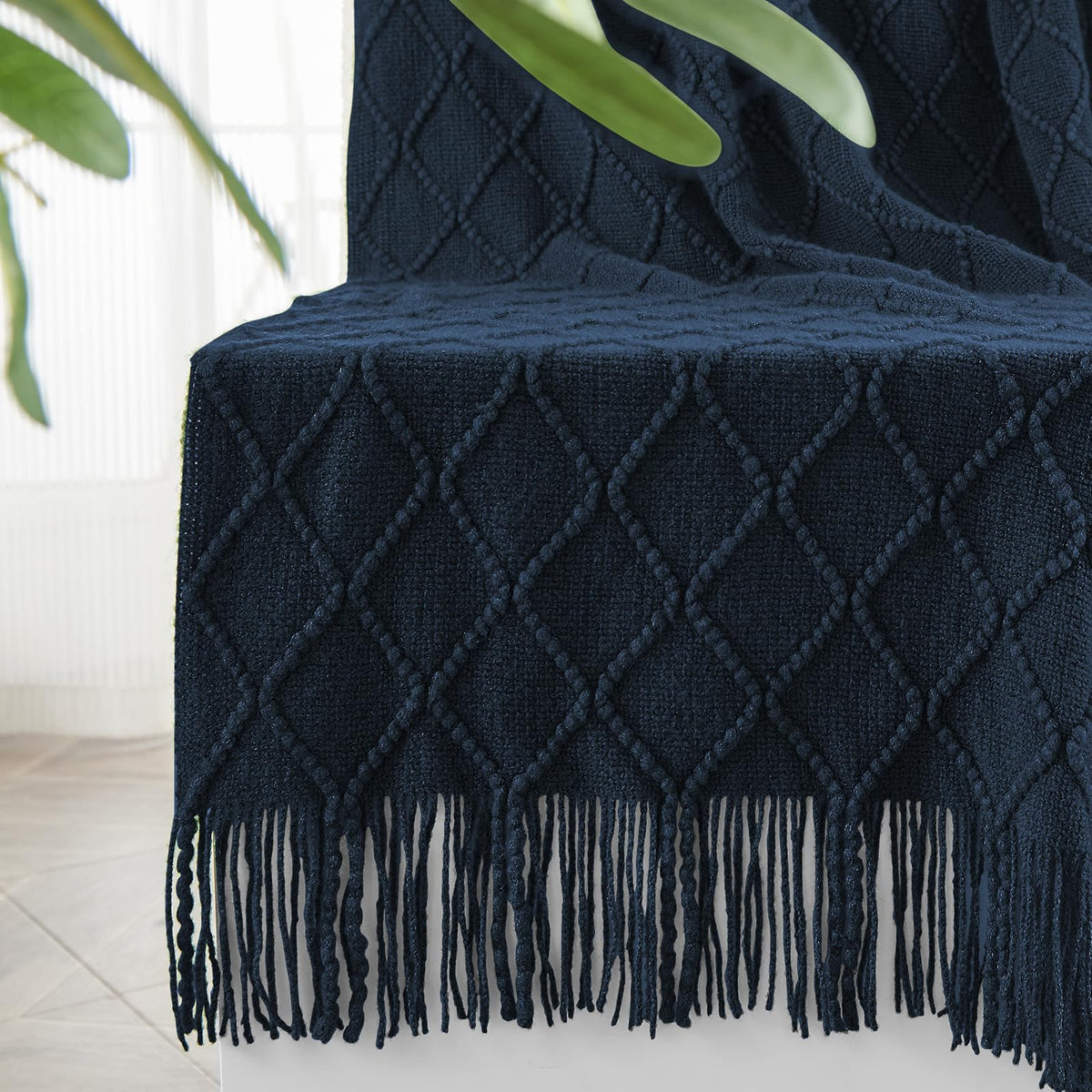 inhand Off White Knitted Throw Blanket for Couch and Bed, 50"x60"