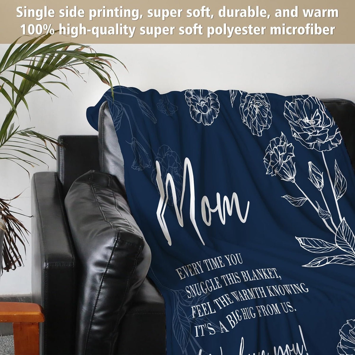 GiltGlimmer Mom Birthday Gifts, Mom Floral Blanket Blue, 60" x 50"