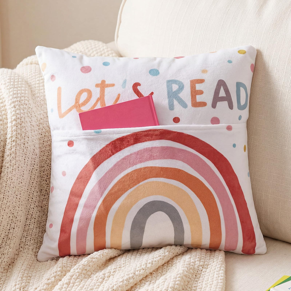 18 x 18 Inch This is My Reading Pillow with Flower