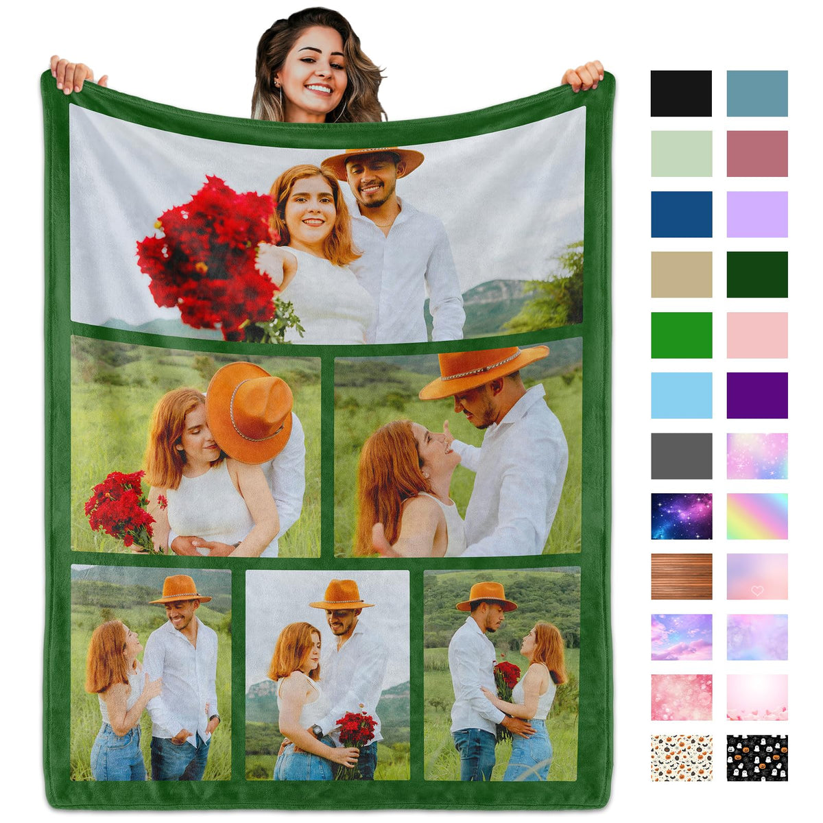 Custom Blanket with Picture Text, Personalized 1 Photo Blanket, HD Printing Customized Flannel Throw Blanket Gifts for Mom Dad Couple Girlfriend Boyfriend Wife Husband