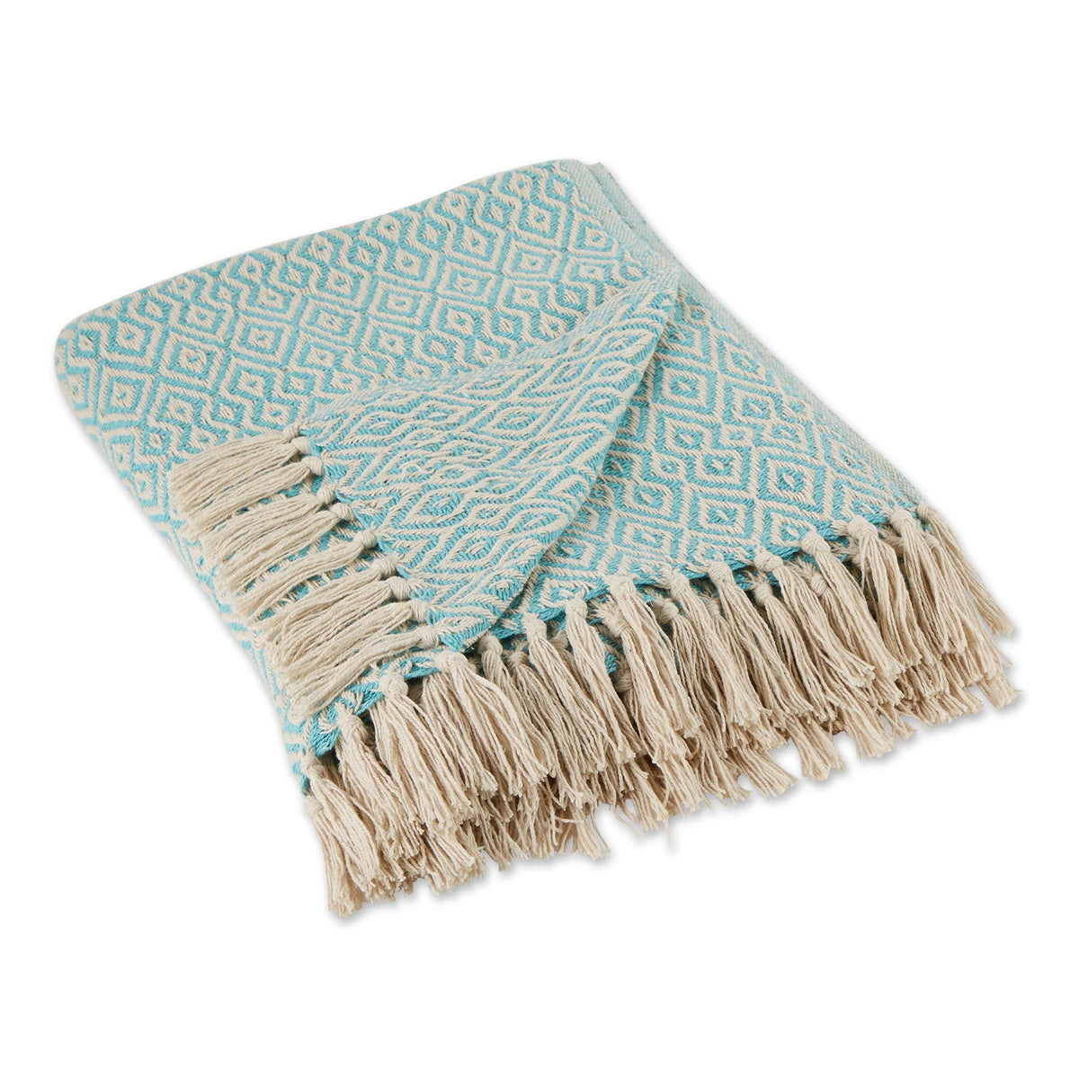 DII Rustic Farmhouse Double Diamond Woven Throw, 50x60, Stone