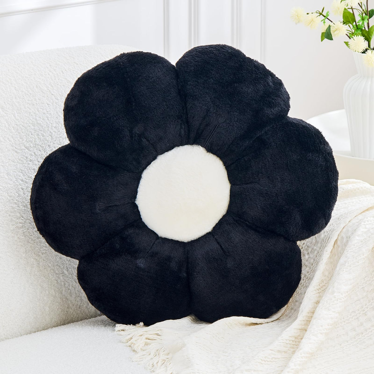 Flower Pillow, Light Pink Flower Decorative Throw Pillows for Bed Couch, Aesthetic Home Decor Cute 14.9" Daisy Floral Shaped Plush Pillow Floor Seat Cushion