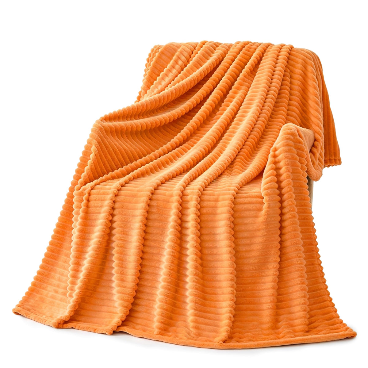 Bnuitland Burnt Orange Throw Blanket for Couch Bed, Soft Fleece Home Decor
