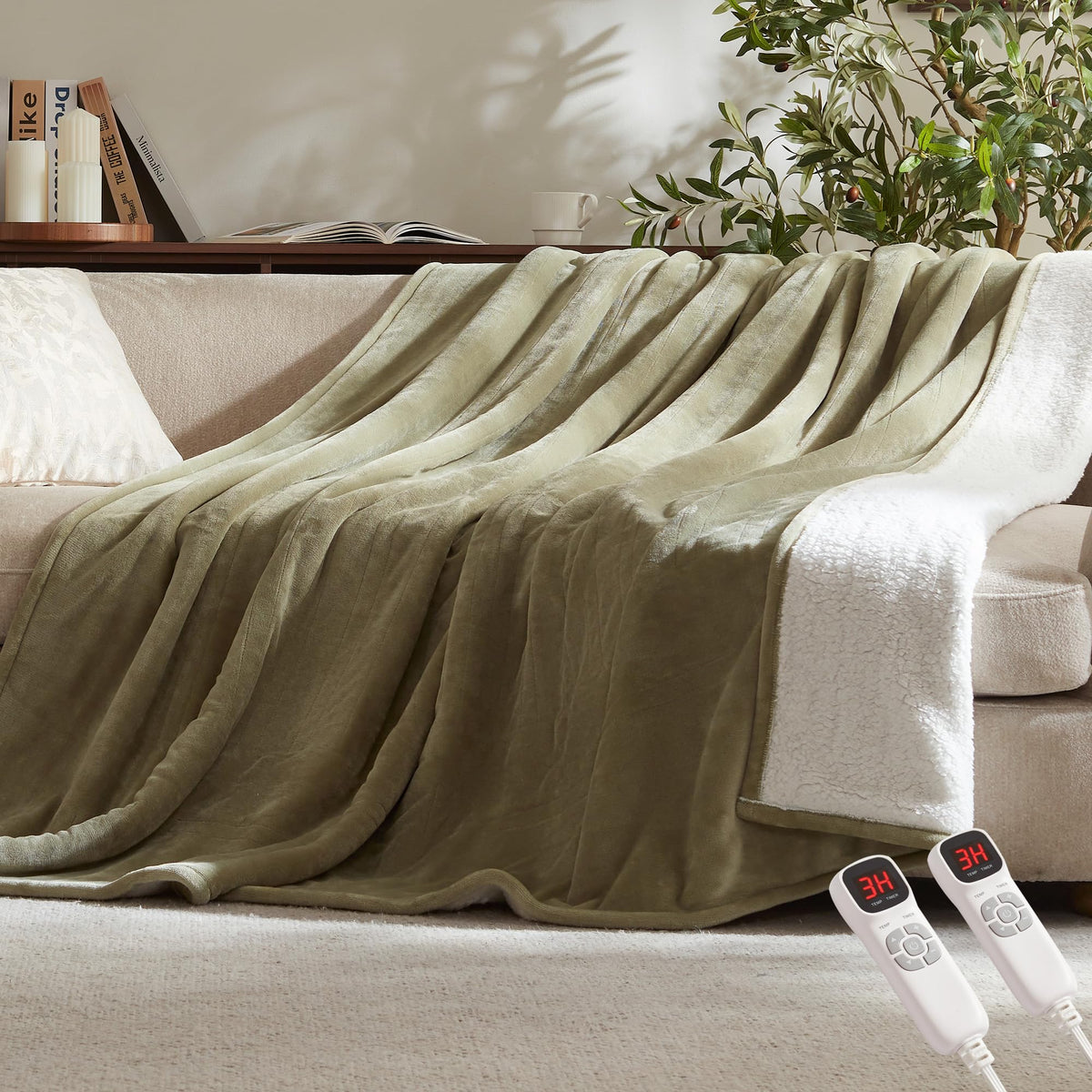 Electric Heated Blanket,50"x60" Heating Throw Flannel London Grey