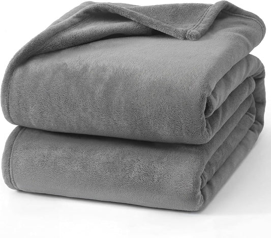 Hansleep Queen Grey Fleece Blanket, Soft Flannel Bed Blanket