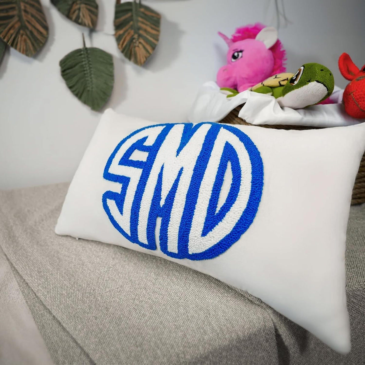 mia'spillow lab Wedding Monogram Punch Needle Embroidery Pillow, Custom Letter Monogram Pillow, Personalized Couple Gift Idea, Lumbar Pillow, Couple Cushion